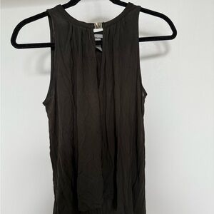 H&M Dark Green Pleated Sleeveless Tank Top